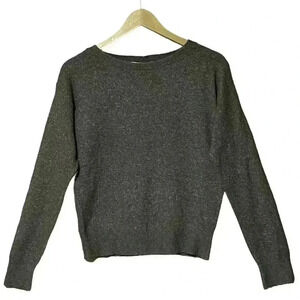 Magaschoni Camel Hair Blend Crew Neck Sweater S Asphalt Grey Lightweight NWT